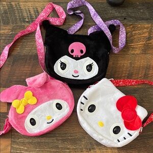 Hello Kitty and Friends Plush Bags - Black, Pink, White